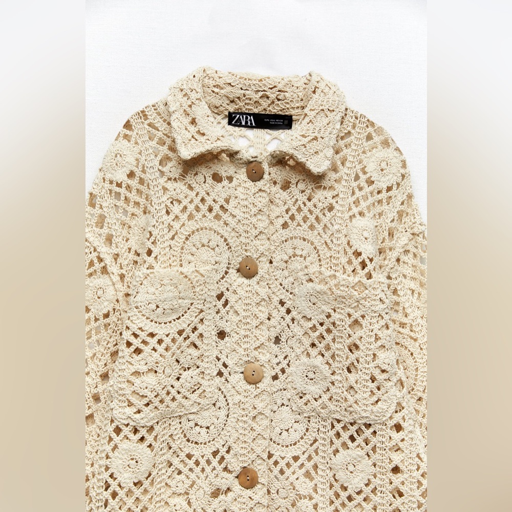 Zara Crochet Cardigan Button Down
